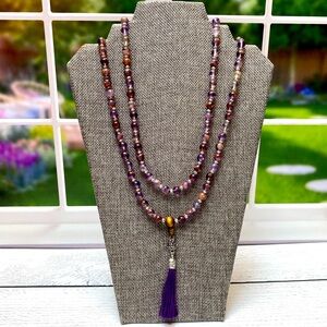 Auralite 23 Mala Prayer Beads | Tassel Necklace | Meditation Beads